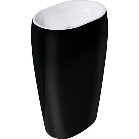 Mai & Mai Lavandino a Colonna 53.5x36x85cm, Lavandino su Piedistallo per Bagni Colossum32 da Minerale Fuso, Bianco e Nero (1/5)