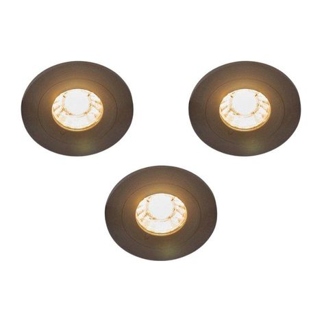 QAZQA Xena spot encastré - set de 3 - 8x8cm - IP44 - rond - noir mat (1/5)