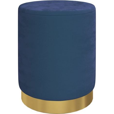 Pouf de Rangement Rond en Velours Bleu, 31 x 37 cm (1/5)