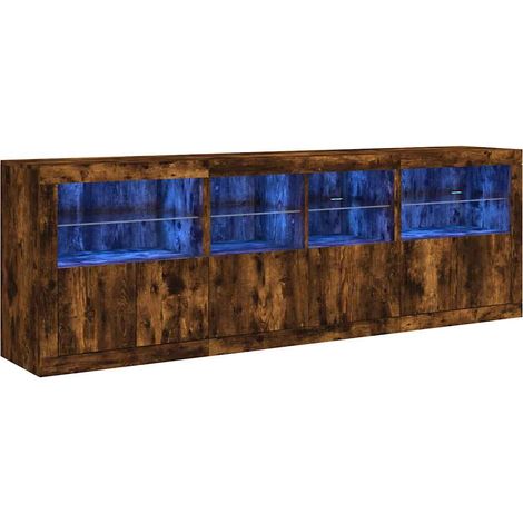 Maison Exclusive - Buffet avec lumières LED chêne fumé 202x37x67 cm (1/5)