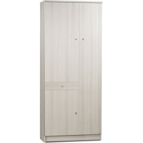 Armadio guardaroba multiuso 6 ripiani cassetto 3 ante WIlton - Eucalipto