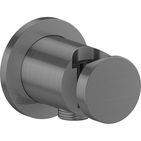 Axor One - Wandanschlussbogen mit Halterung, gebürstetes Schwarzchrom 48780340