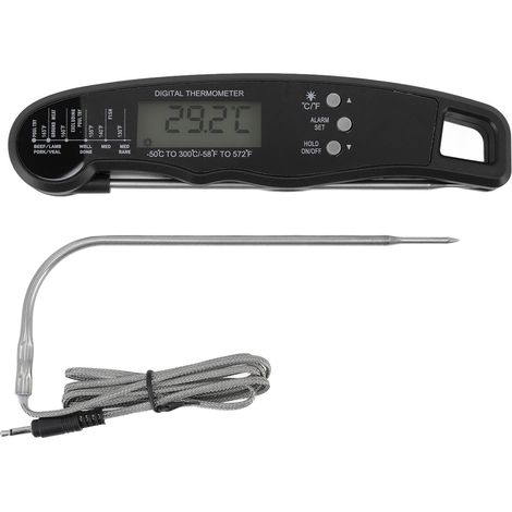Thermomètre à viande, lecture instantanée, étanche, multi-aiguilles, pour cuisine, barbecue et grillades en extérieur, noir (1/5)