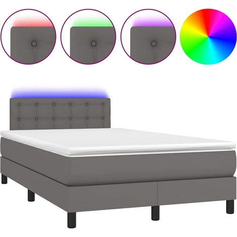 Maison Exclusive - Sommier à lattes de lit matelas LED gris 120x190 cm similicuir (1/5)