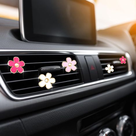 Lot de 6 clips de ventilation en forme de marguerite, désodorisants, pour climatiseur de voiture, décoration intérieure. (1/5)