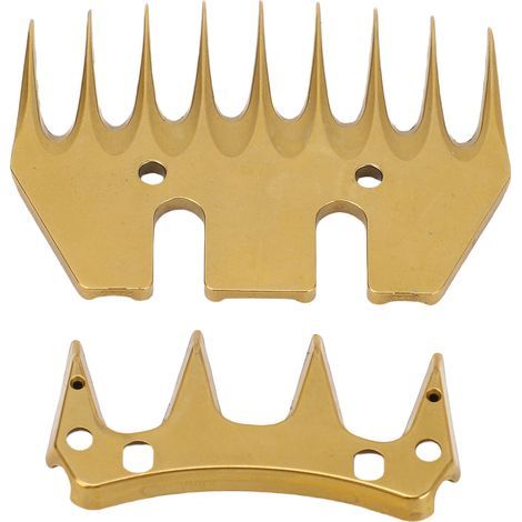 Lames de rechange pour tondeuse électrique à moutons, dorées, droites, 9 dents, espacement de 10 mm, pour la tonte de laine épaisse. (1/5)