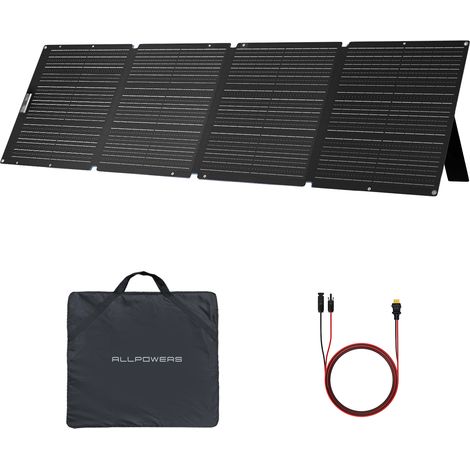 ALLPOWERS SOLAX SE200 Placa Solar Portátil Monocristalino 200W, con Soporte Ajustable, para la mayoría de centrales de energía, autocaravanas, caravanas Generadores Solares
