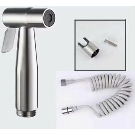 Pulverizador de bidé manual – con manguera de ducha flexible telescópica de ABS de 59" para fontanería, inodoro, pistola pulverizadora de bidé para baño (Gris) (1/4)