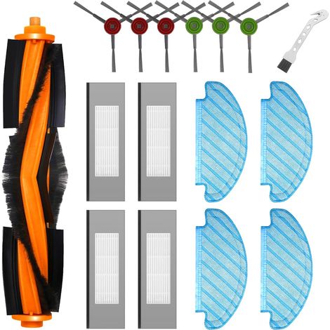 Juego de 16 accesorios para Yeedi Vac Max, Vac Hybrid, Vac 2 Pro, Vac Station K760, Ecovacs Ozmo Deebot T8 AiVi, N8 Pro + Piezas de repuesto para aspiradora robot (cepillo principal, cepillo (1/5)