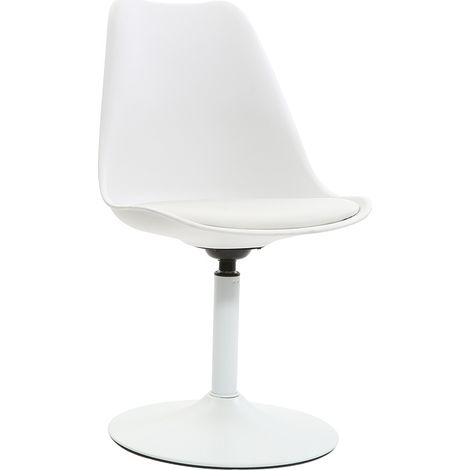 Miliboo – Chaise pivotante blanche mat – Design épuré – Assise en polypropylène – Pied en acier chromé – Hauteur 81 cm – Pour salle à manger ou bureau (1/5)
