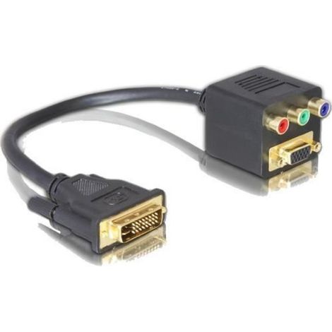 Adaptateur DVI-VGA - DVI29 Mâle Vers VGA Femelle Et 3 X Cinch Femelle YPbPr - Câble 20 Cm - Noir (1/2)