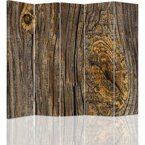 Paravent Style Rustique en Bois Massif pour Décoration - 180 x 150 cm - 2 faces R° V°