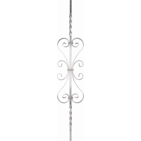Barreau 4 volutes.alu 1000x180 en fer carré de 14 mm et décor volutes en fer plat 14x5 mm  - DECO FER FORGE