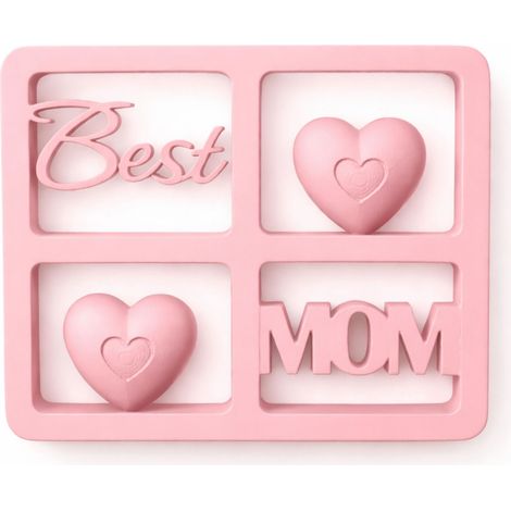 Cornice decorativa a forma di finestra con la scritta "Best Mom" in rosa (1/3)