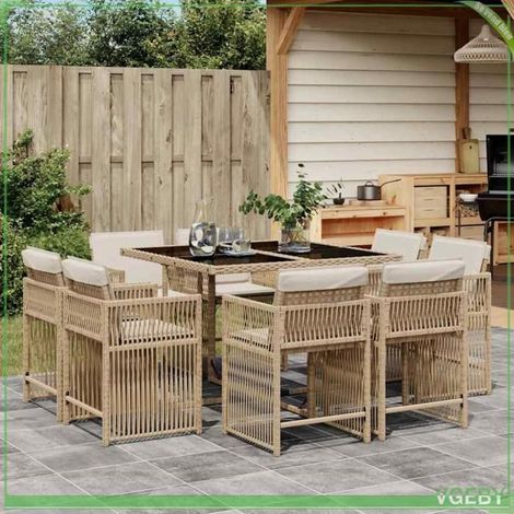 Ensemble à manger de jardin - 7291712416330 - Beige - Résine tressée (poly rotin) - 8 places (1/5)
