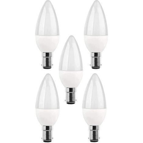 5er-Packung B15 LED-Lampen, 5W Glühlampe, 220V 270 lm, 3000K Tageslicht, B15 Bajonettsockellampe, [Energieeffizienzklasse A+]. (1/5)