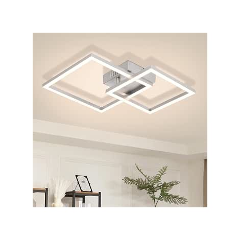 GBLY Lámpara Techo LED 20W Plateada 4000K Blanco Neutro Cuadrada Giratoria Diseño Moderno para Dormitorio Cocina Oficina Salón Pasillo (1/5)