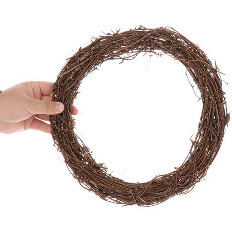 dekorative, handgeflochtene Kränze aus Rattan und Holz im rustikalen Stil für Türen, Wände oder als Tischdekoration, 35 cm Außendurchmesser (1/5)