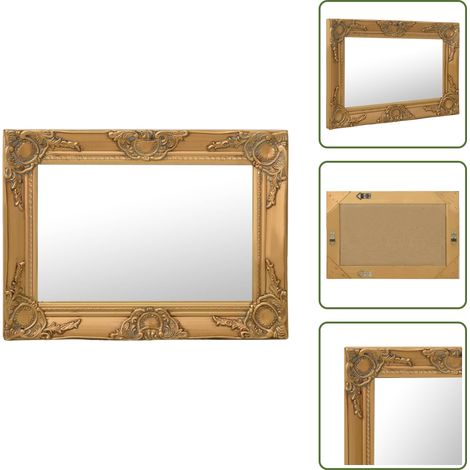 Miroir mural style baroque 60x40 cm Doré - Miroir Mural - Miroir Baroque - Miroir Doré - Décoration Murale - Miroir Vintage (1/5)