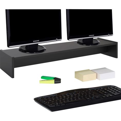 Idimex – Support d'écran noir 100 cm – Panneau de particules mélaminé – Charge max 15 kg – Renfort sous tablette pour stabilité