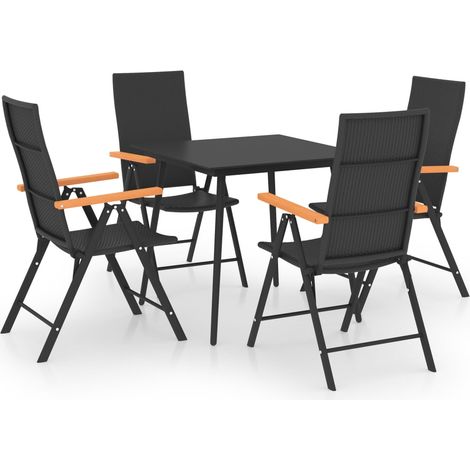Juego de comedor para jardín 5 piezas negro y marrón vidaXL (1/5)