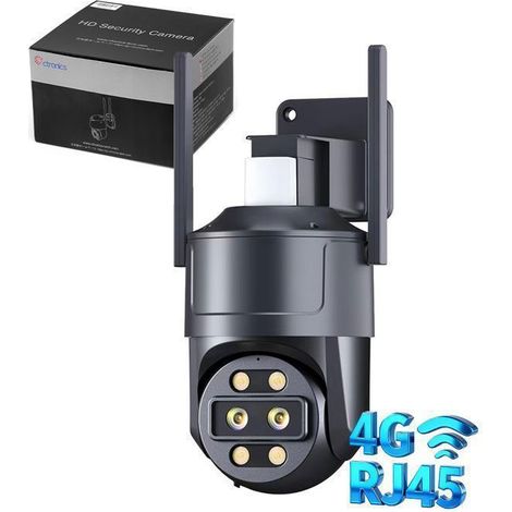 Ctronics 4G LTE Caméra de Surveillance, 2 Objectif, 4MP et Zoom Hybride 10X, Détection personnes et véhicules, Suivi Auto (1/5)