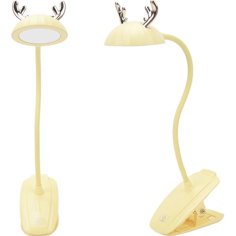 LED-Klemmtischlampe mit niedlichem Design, drei Farbtemperaturen, dimmbar, Schwanenhals, berührungsempfindlich, ideal zum Lesen (gelb), ideal zum Lesen. (1/5)