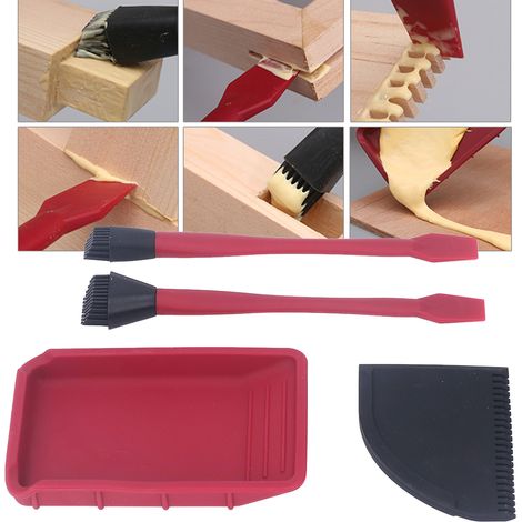 Ensemble de quatre pinceaux en silicone, pinceau à poils, pinceau en caoutchouc souple, pinceau à colle pour le travail du bois, pinceau en latex, pinceau pour bois massif, ensemble de pinceaux à coll (1/5)