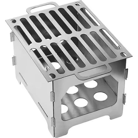 Réchaud de camping pliable en acier inoxydable, à charbon de bois, détachable et multifonctionnel pour pique-nique en plein air (1/5)