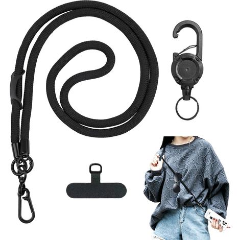 Sangle anti-vol pour téléphone, support escamotable avec câble en acier, cordon rétractable avec clip ceinture, sécurisation smartphone (1/5)
