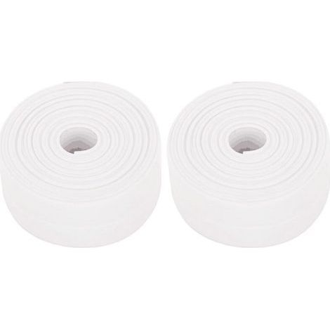 Lot de 2 rouleaux de plinthes souples autocollantes en PVC - 38 mm x 3,2 m - Pour cuisine et salle de bain - Blanc (1/5)