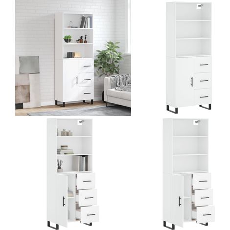 Highboard Weiß 69,5x34x180 cm Holzwerkstoff - Sideboard - Hochschrank - Wohnraumgestaltung - Aufbewahrungslösung - Weißer Schrank - Home & Living (1/5)