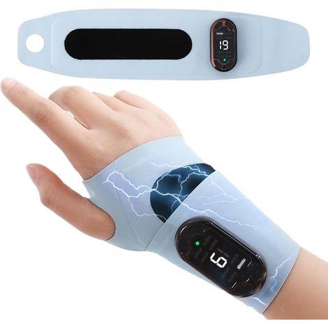 Masseur de poignet, masseur de main, EMS, rechargeable par USB, 8 modes, 19 forces, appareil de stimulation pour les deux mains, masseur de main électrique portable pour le travail, le bureau et le qu (1/5)