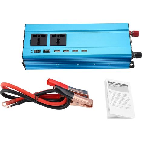 Convertisseur de puissance pour voiture avec affichage numérique LED DC 12V vers AC 220V et 4 ports USB (2000W) (1/5)