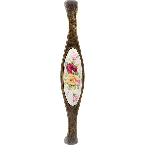 Poignée Porte Fleur Campagne Céramique Bronze Bricolage Meuble Placard Armoire Bouton Tirage 3
