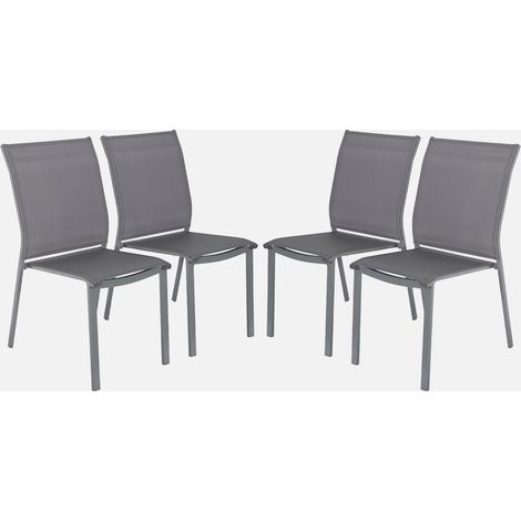 Set di 4 sedie da giardino impilabili in alluminio e textilene (1/5)
