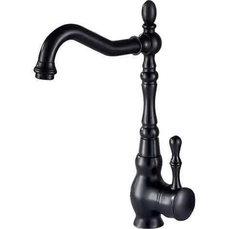 Robinet de lavabo, à poignée unique, monté sur le plan de travail, Noir Mat (1/2)
