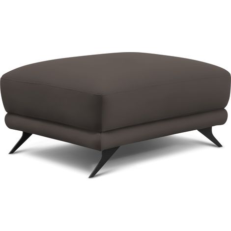 Pouf simili cuir marron et pieds métal noir Zora 82cm (1/3)