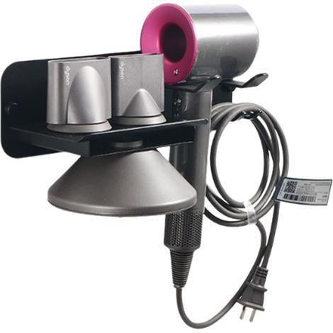 Support Sèche-Cheveux Mural Sans Perçage - Acier Carbone Épais - Compatible Avec Sèche-Cheveux À Buse Magnétique - Pour Salle De Bain Et Salon - 1 Pièce (1/5)