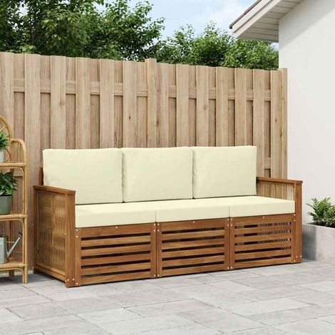 vidaXL Sofagarnituren mit Kissen 3 pcs Massivholz Akazie (1/5)