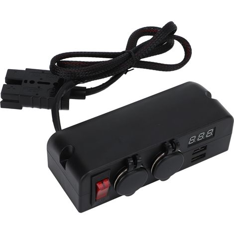 Adaptateur de chargeur de voiture avec 2 prises USB, affichage numérique de la tension et adaptateur de batterie (1/5)