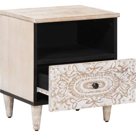 Armoire de lit avec tiroir 2 pcs Blanc 40 x 33 x 46 cm (1/5)