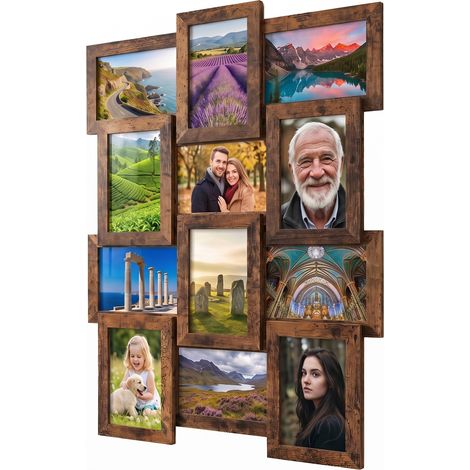 Cadre Photo 4x6, Lot de 12, pour Décoration Murale, Marron (1/5)