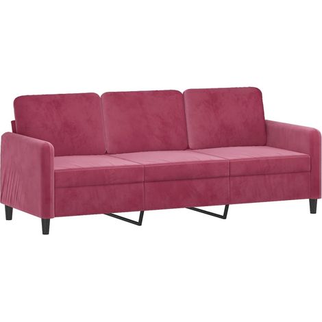 vidaXL Divano a 3 Posti Rosso Vino 180 cm in Velluto (1/5)