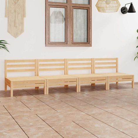 Salon de jardin 4 pcs Ensemble Table et Chaise de Jardin - Bois de pin massif BV577675 - BonneVie (1/5)