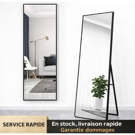 Miroir sur pied rectangulaire 164 x 54 cm, cadre aluminium doré, miroir mural, design minimaliste, pour chambre salon dressing (1/5)