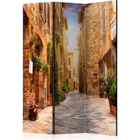 Paravento - Colourful Street in Tuscany [Room Dividers] - 135x172 (1/4)