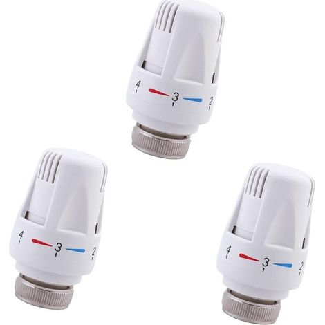 Lot de 3 têtes de radiateur thermostatiques M30 x 1,5, têtes de remplacement pour radiateurs à domicile et au bureau (1/5)
