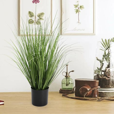 YORKING Künstliches Gras Dekoration 60 cm - Täuschend echter Grasbusch mit Topf  Kunstpflanze für Büro, Wohnzimmer & Balkon  Pflegeleichtes Kunstgras  Dekogras für Innendeko