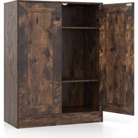 Sideboard aus Holz mit verstellbaren Einlegeböden, rustikales Braun
